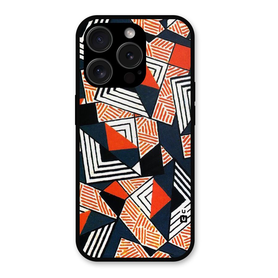 Colored Cuts Pattern Metal Back Case for iPhone 15 Pro