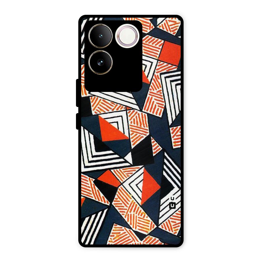 Colored Cuts Pattern Metal Back Case for iQOO Z7 Pro