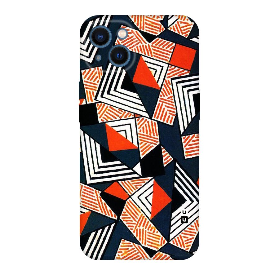 Colored Cuts Pattern Original Polycarbonate Back Case for iPhone 13