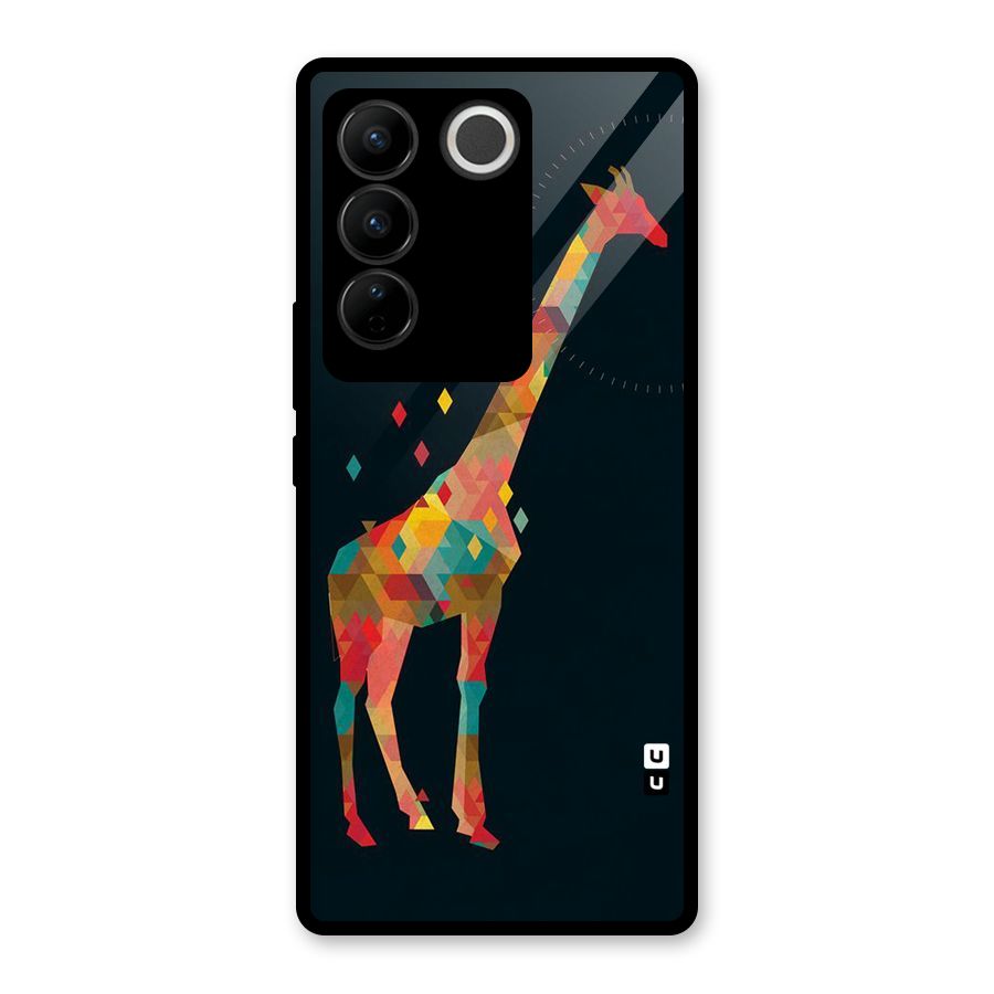 Colored Giraffe Glass Back Case for Vivo V27 Pro
