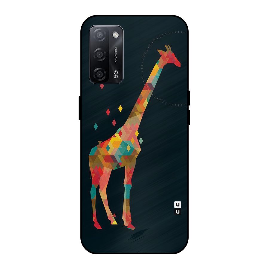 Colored Giraffe Metal Back Case for Oppo A53s 5G