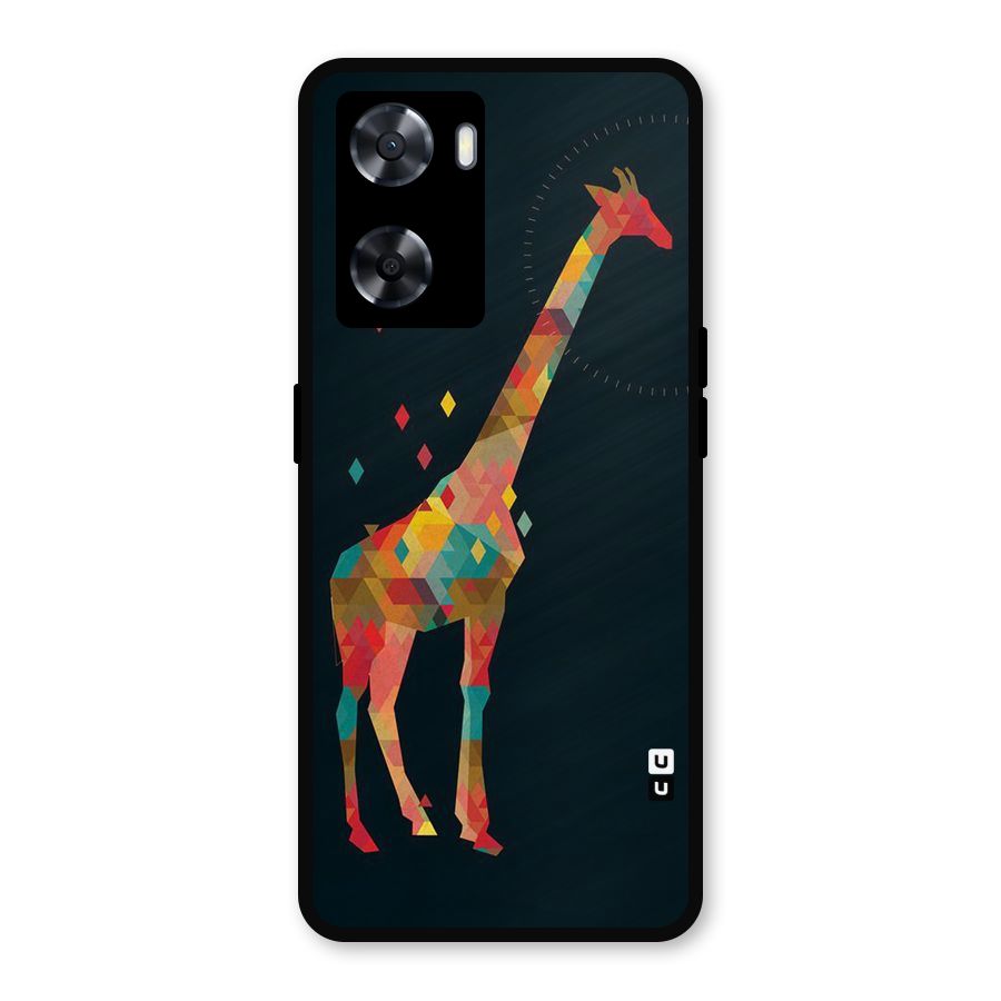 Colored Giraffe Metal Back Case for Oppo A57 2022