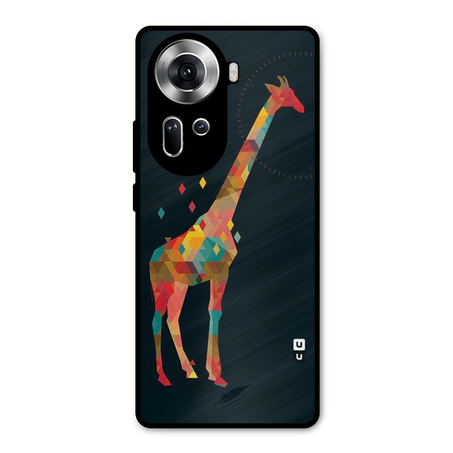 Colored Giraffe Metal Back Case for Oppo Reno11 5G