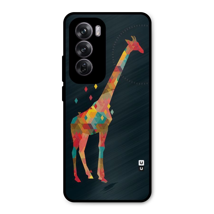 Colored Giraffe Metal Back Case for Oppo Reno12 Pro