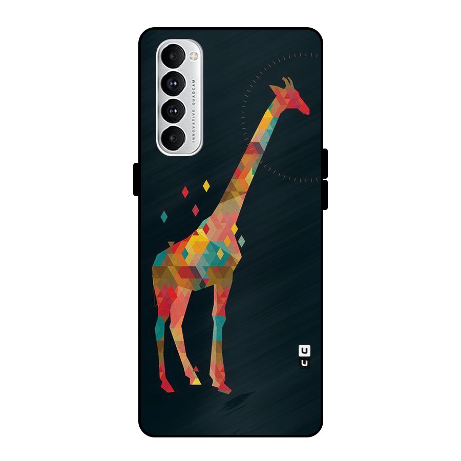 Colored Giraffe Metal Back Case for Oppo Reno4 Pro