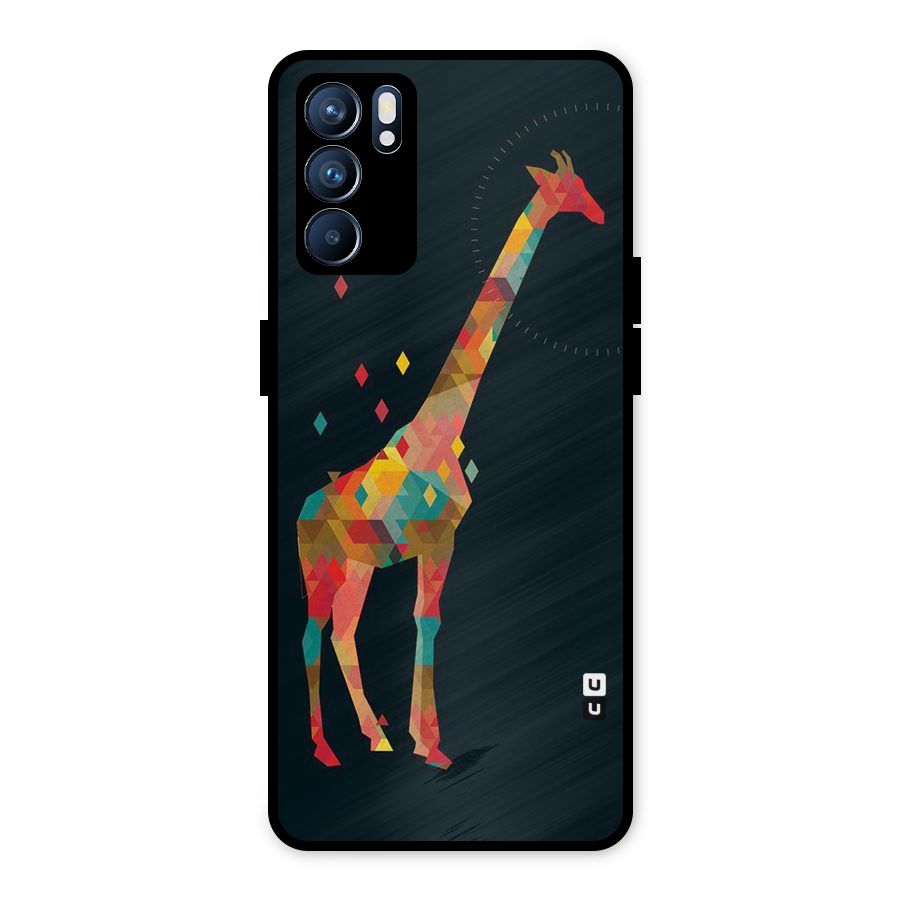 Colored Giraffe Metal Back Case for Oppo Reno6 5G