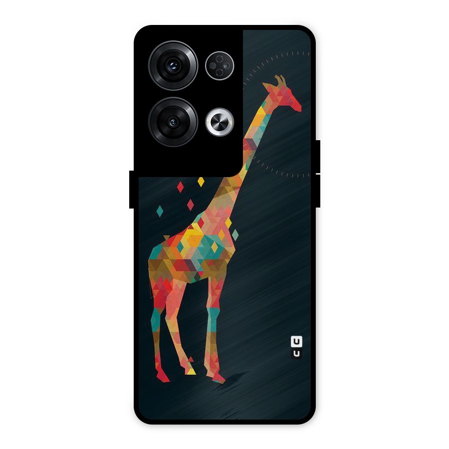 Colored Giraffe Metal Back Case for Oppo Reno8 Pro 5G
