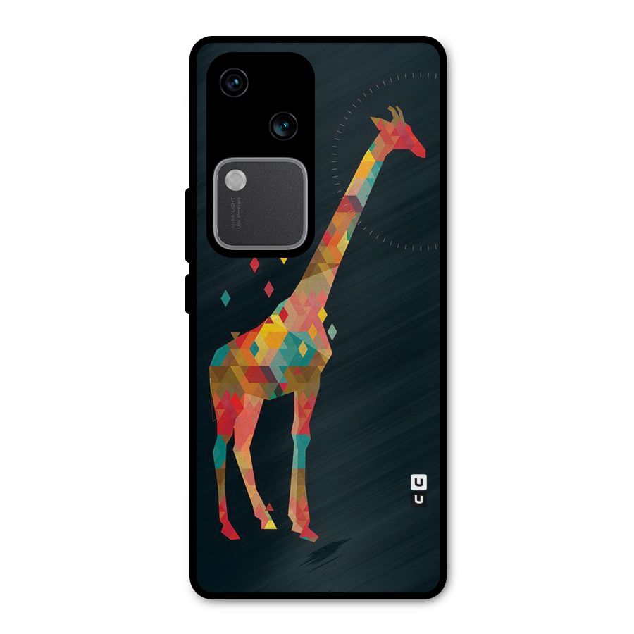 Colored Giraffe Metal Back Case for Vivo V30 Pro