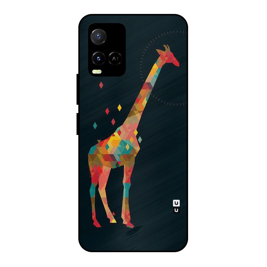 Colored Giraffe Metal Back Case for Vivo Y21G
