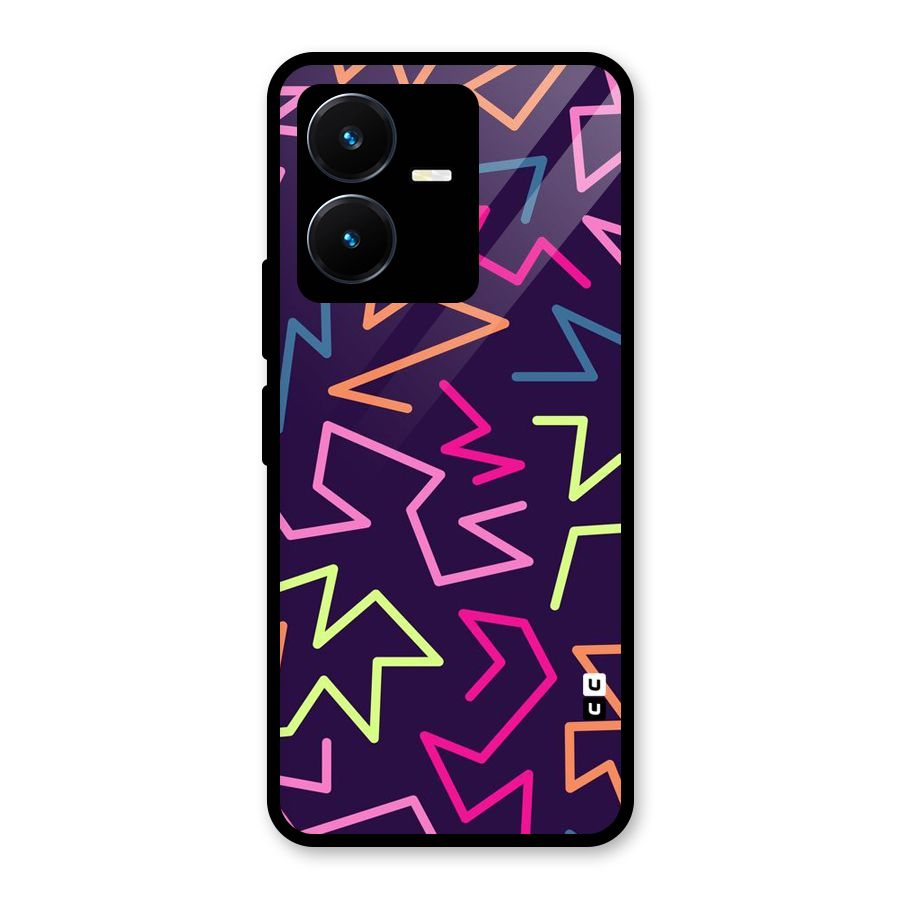 Colored Lines Glass Back Case for Vivo Y22s