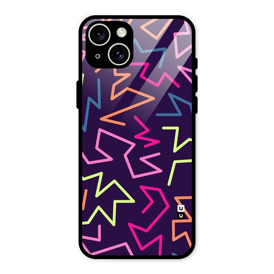 Colored Lines Glass Back Case for iPhone 15 Plus