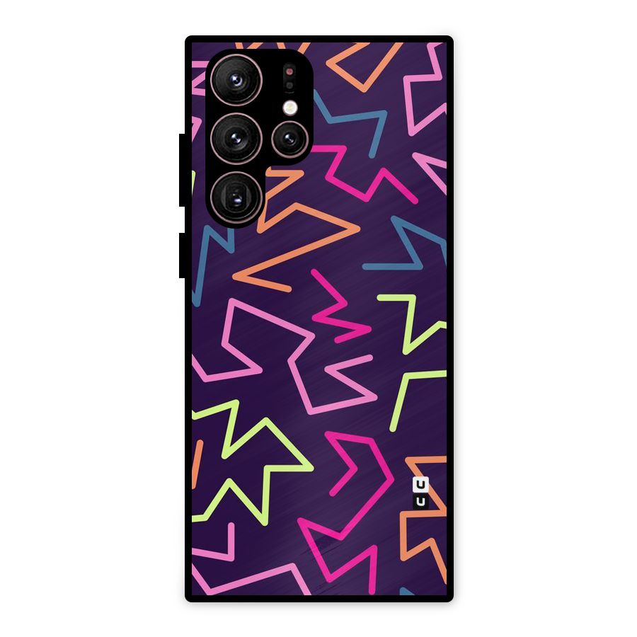 Colored Lines Metal Back Case for Galaxy S22 Ultra 5G