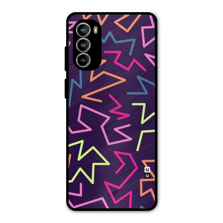 Colored Lines Metal Back Case for Moto G52