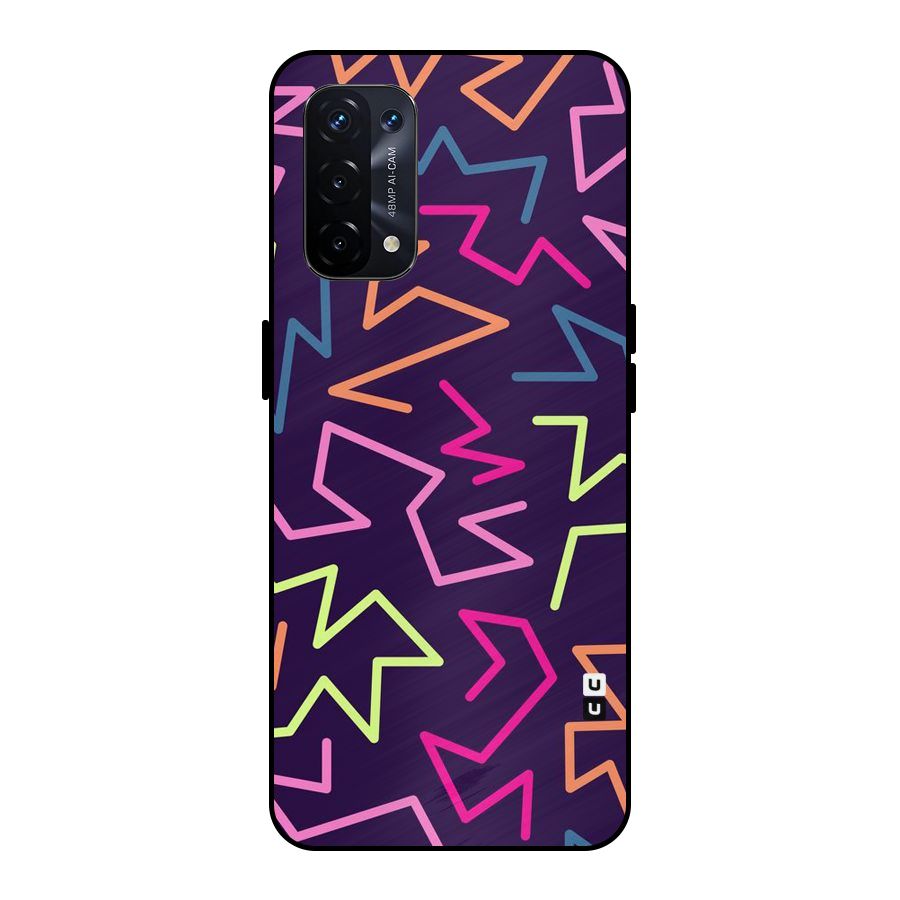 Colored Lines Metal Back Case for Oppo A74 5G