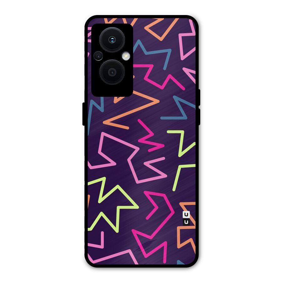 Colored Lines Metal Back Case for Oppo F21 Pro 5G