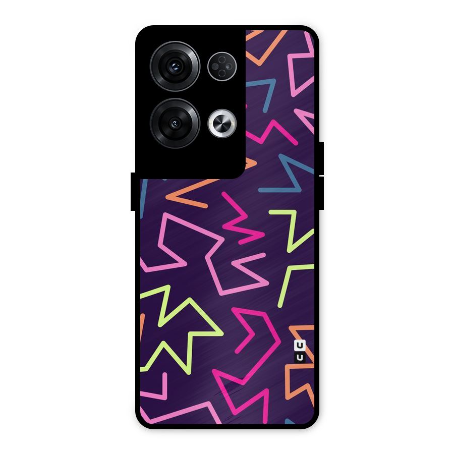 Colored Lines Metal Back Case for Oppo Reno8 Pro 5G