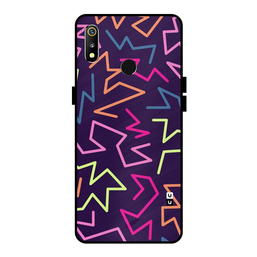 Colored Lines Metal Back Case for Realme 3