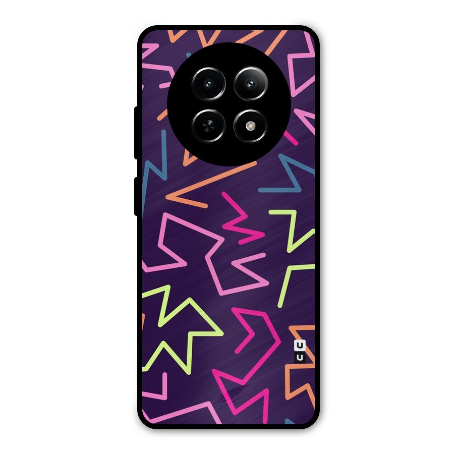 Colored Lines Metal Back Case for Realme Narzo 70x 5G