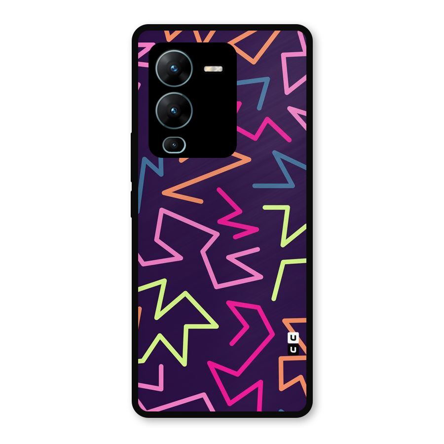 Colored Lines Metal Back Case for Vivo V25 Pro