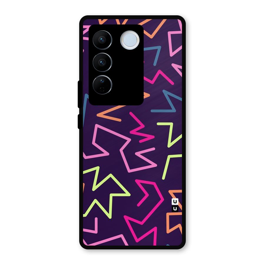Colored Lines Metal Back Case for Vivo V27 Pro