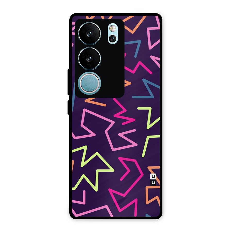 Colored Lines Metal Back Case for Vivo V29 Pro