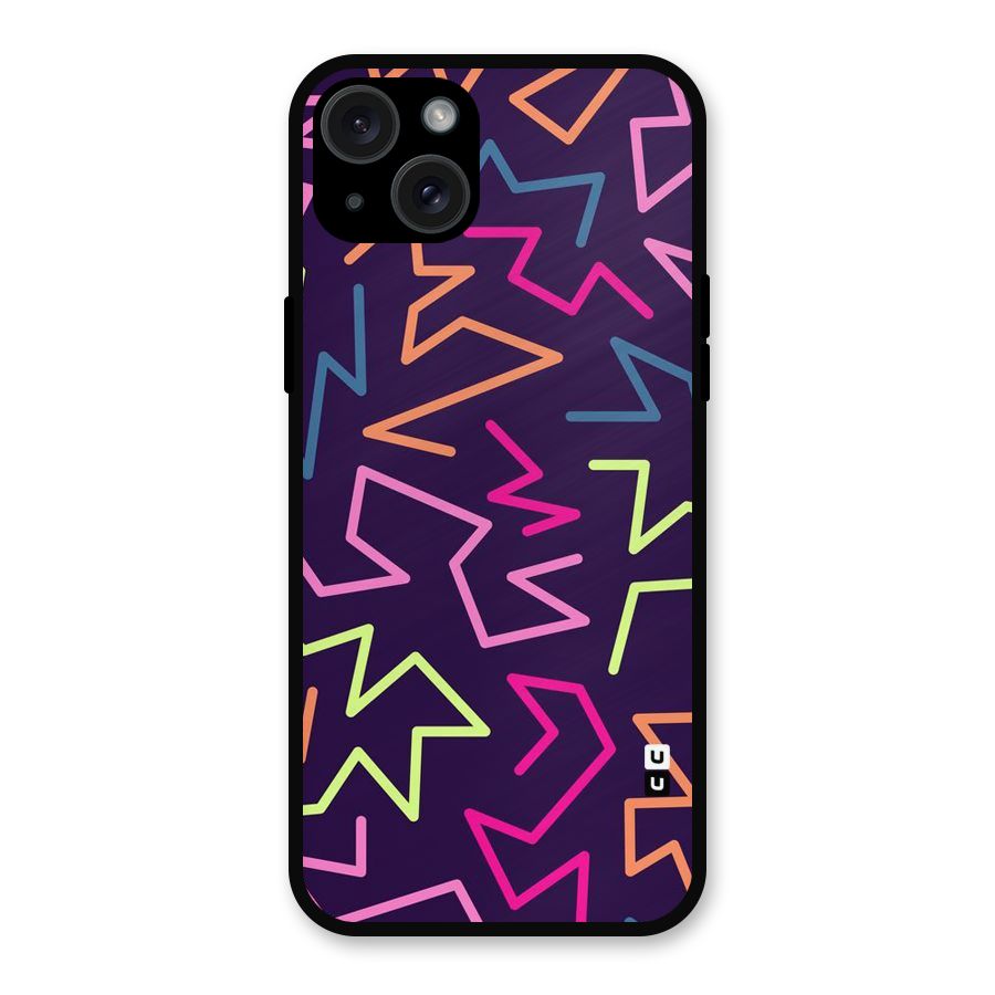 Colored Lines Metal Back Case for iPhone 15 Plus
