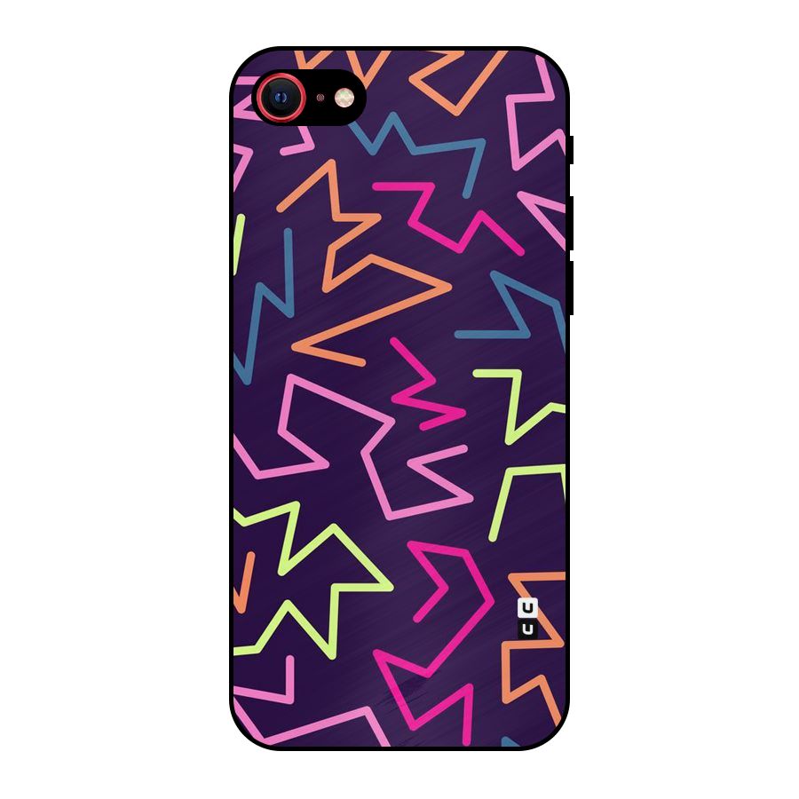 Colored Lines Metal Back Case for iPhone SE 2022
