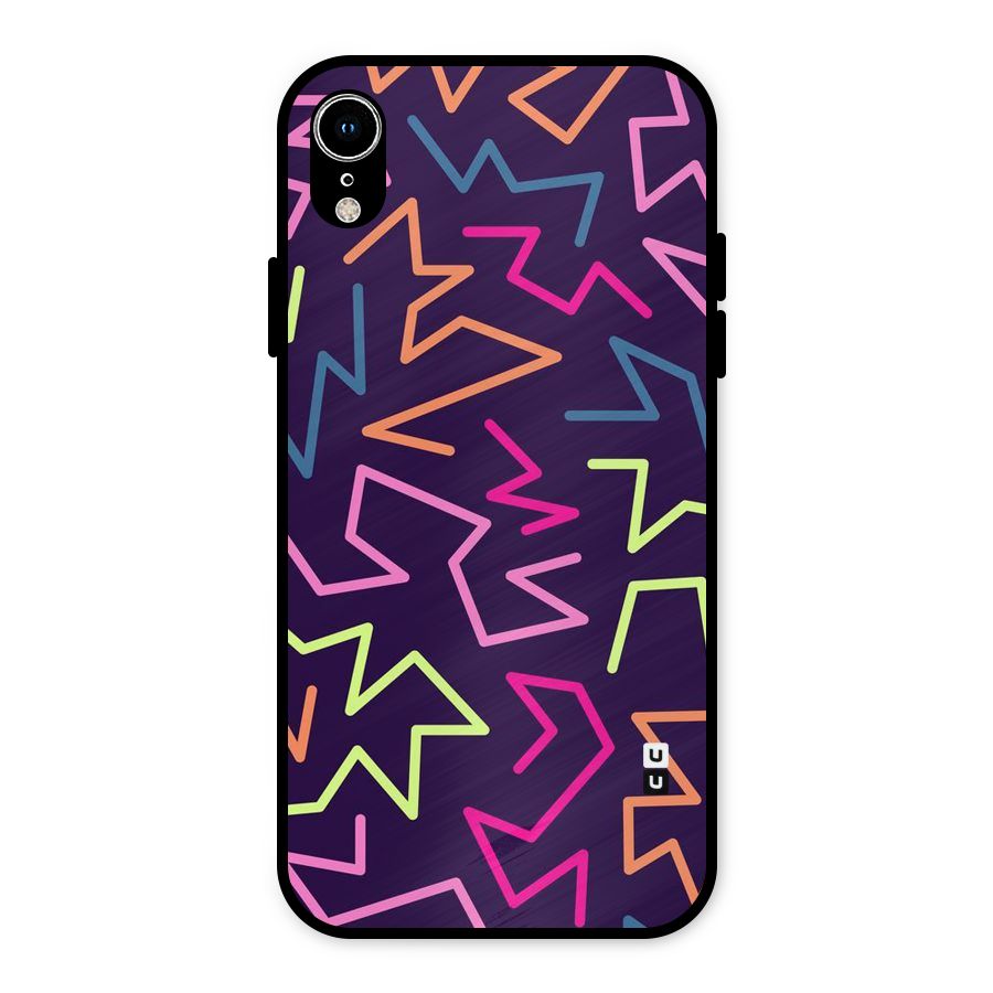 Colored Lines Metal Back Case for iPhone XR