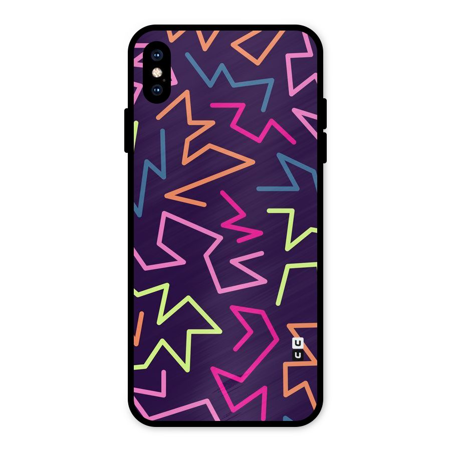 Colored Lines Metal Back Case for iPhone XS Max