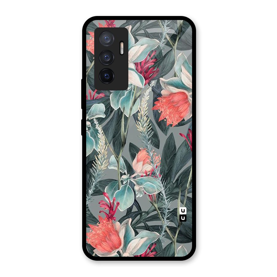 Colored Petals Glass Back Case for Vivo V23e