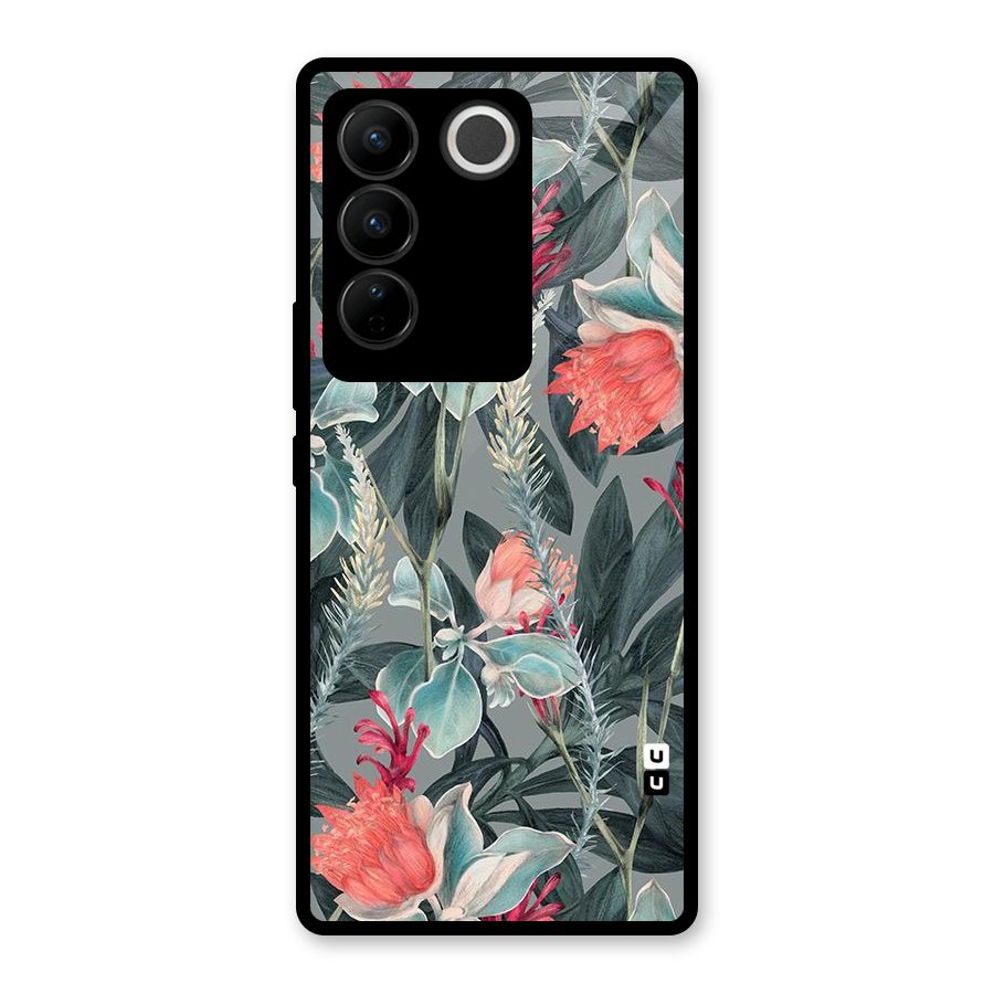 Colored Petals Glass Back Case for Vivo V27 Pro