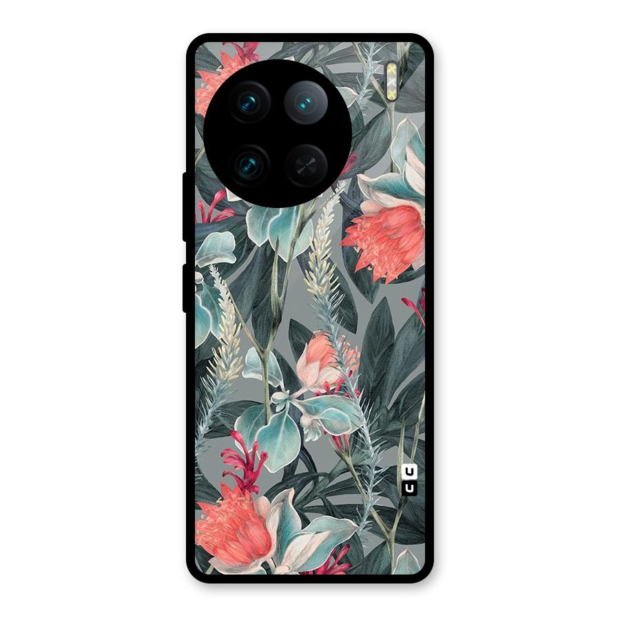 Colored Petals Glass Back Case for Vivo X90 Pro