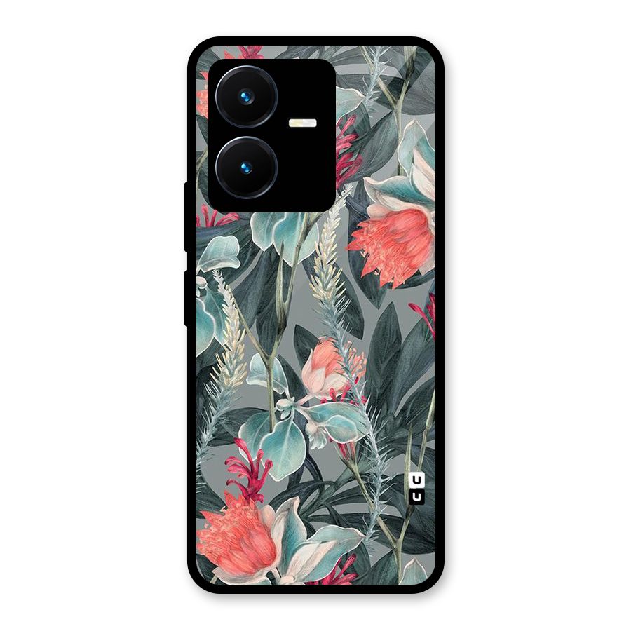 Colored Petals Glass Back Case for Vivo Y22s