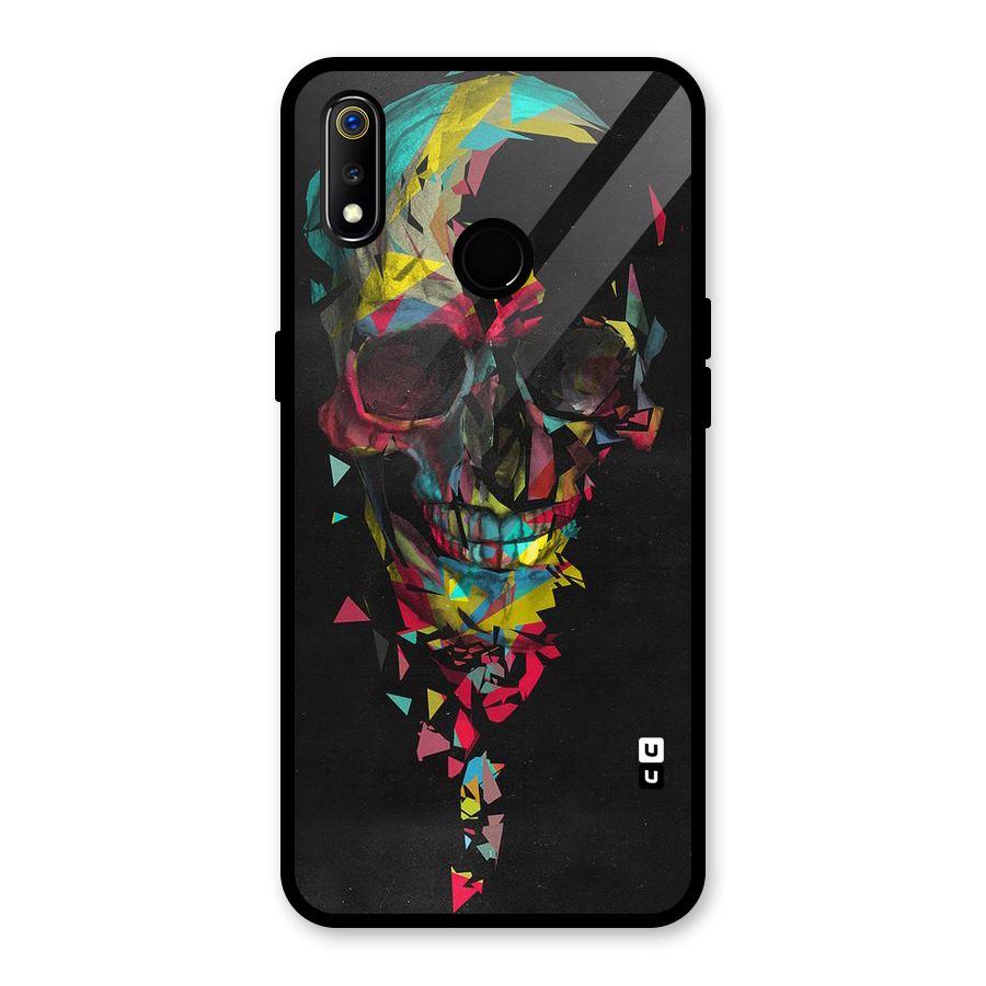 Colored Skull Shred Glass Back Case for Realme 3i