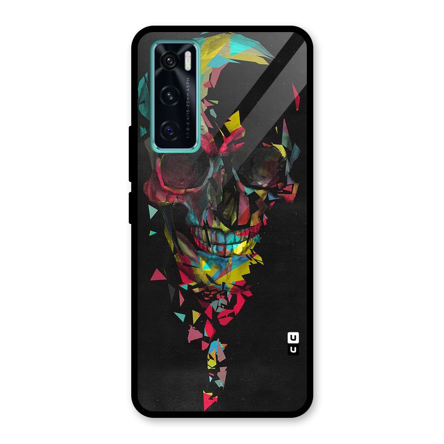 Colored Skull Shred Glass Back Case for Vivo V20 SE