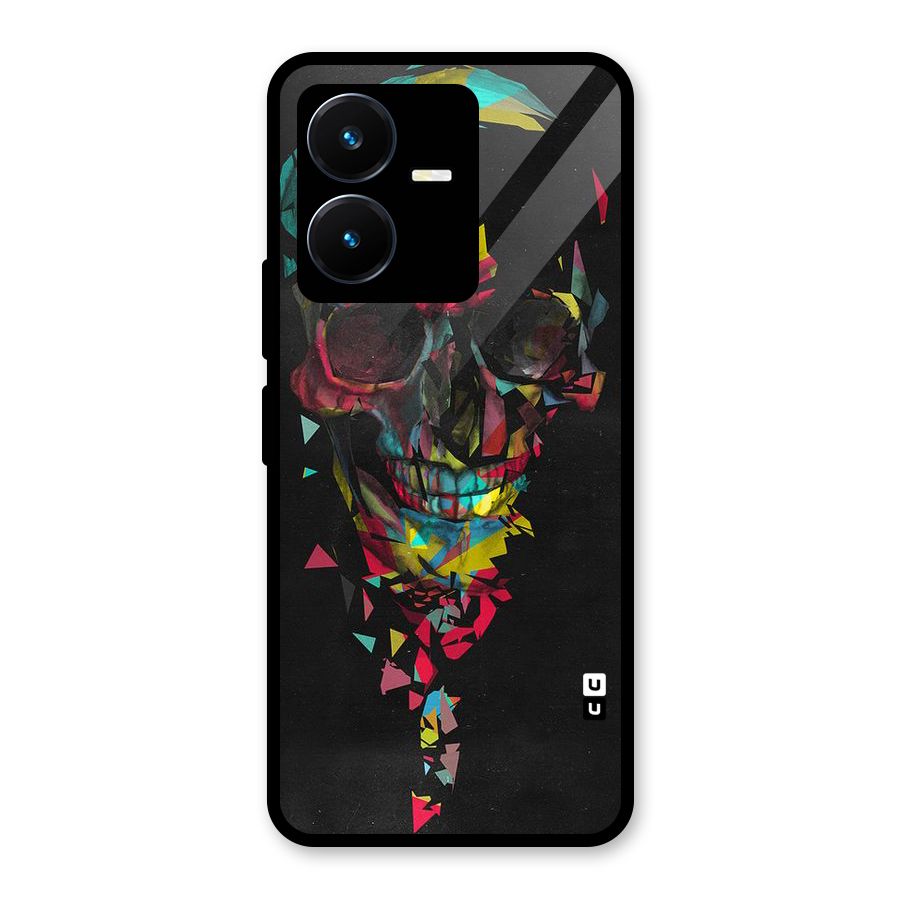 Colored Skull Shred Glass Back Case for Vivo Y22s