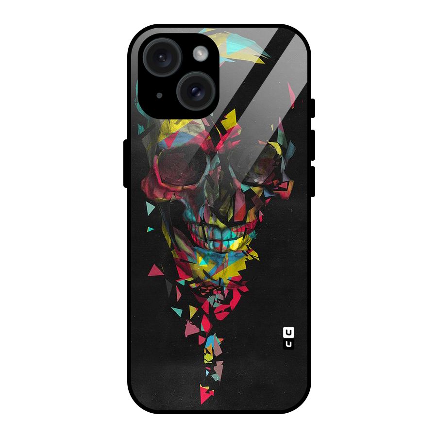 Colored Skull Shred Glass Back Case for iPhone 15
