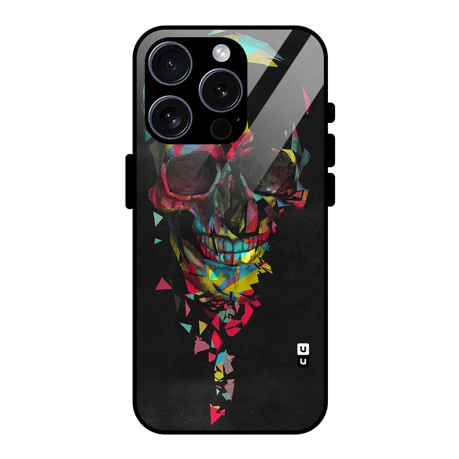 Colored Skull Shred Glass Back Case for iPhone 15 Pro