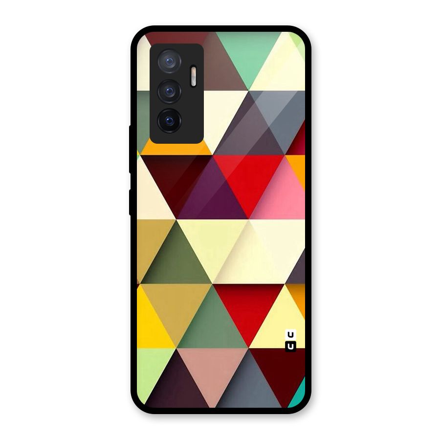 Colored Triangles Glass Back Case for Vivo V23e