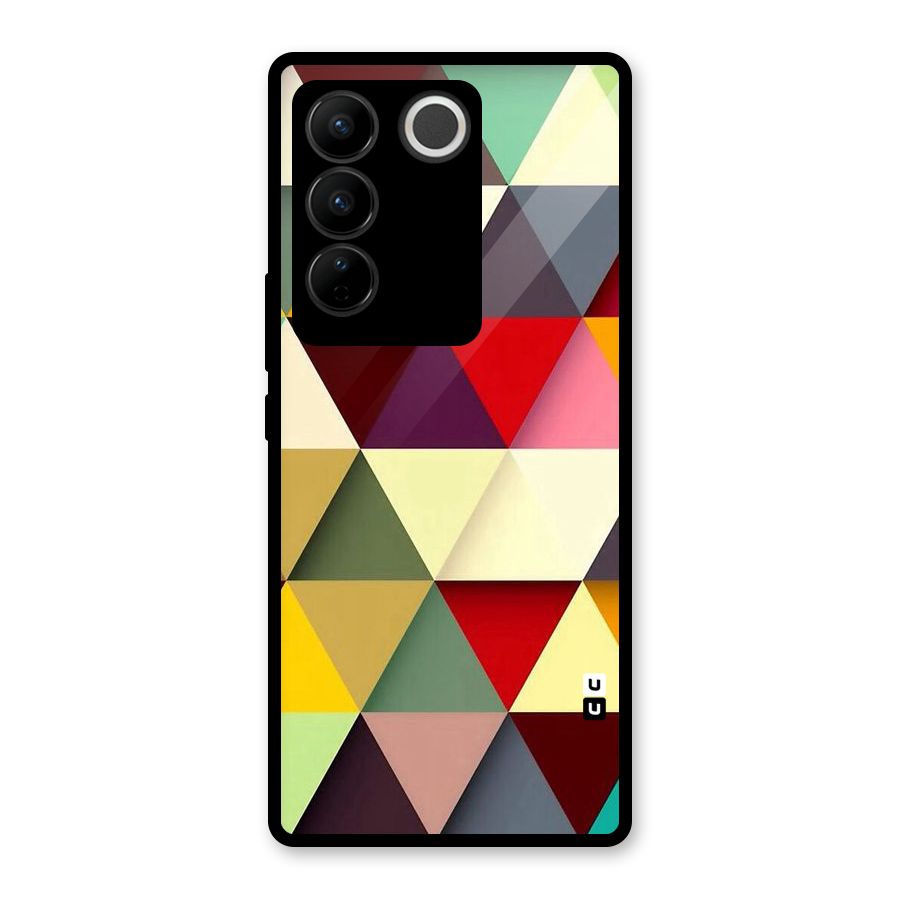 Colored Triangles Glass Back Case for Vivo V27 Pro