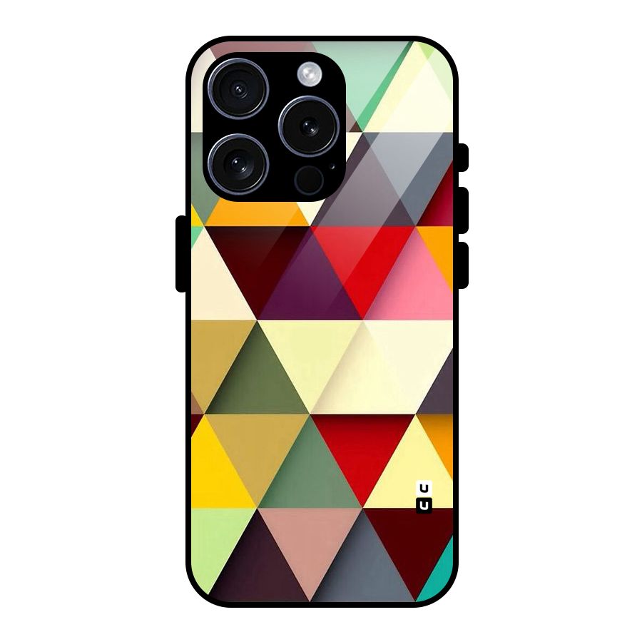 Colored Triangles Glass Back Case for iPhone 15 Pro