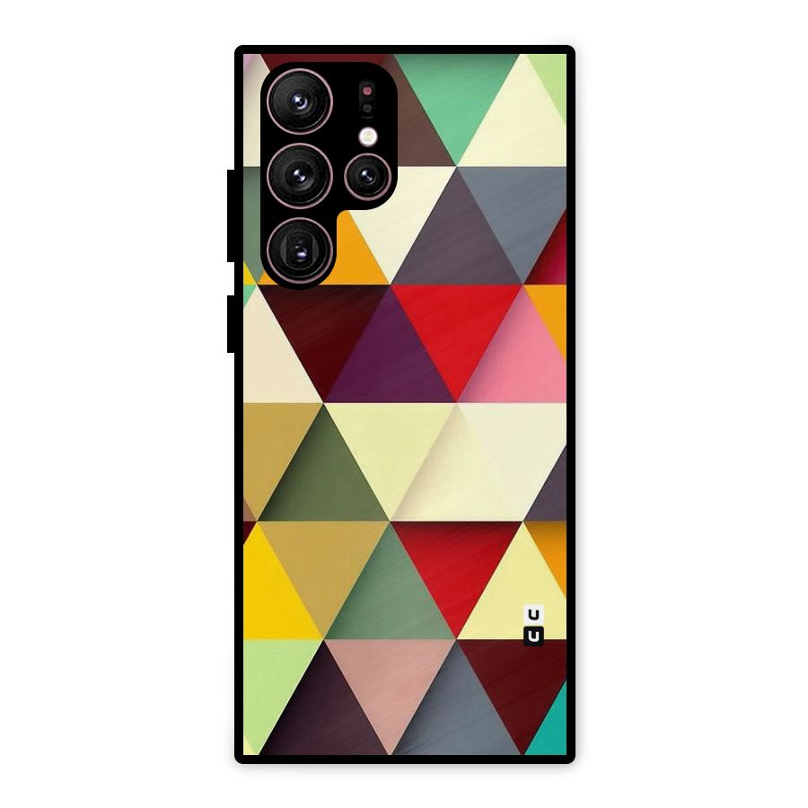 Colored Triangles Metal Back Case for Galaxy S22 Ultra 5G
