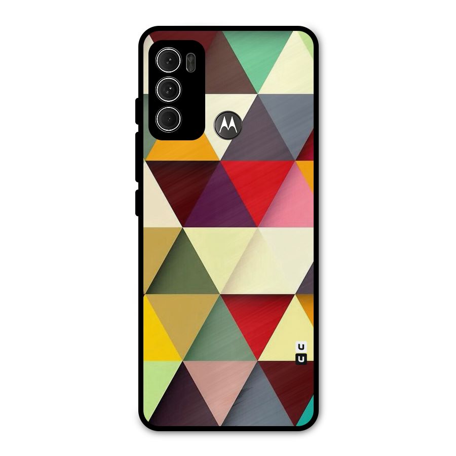 Colored Triangles Metal Back Case for Moto G60