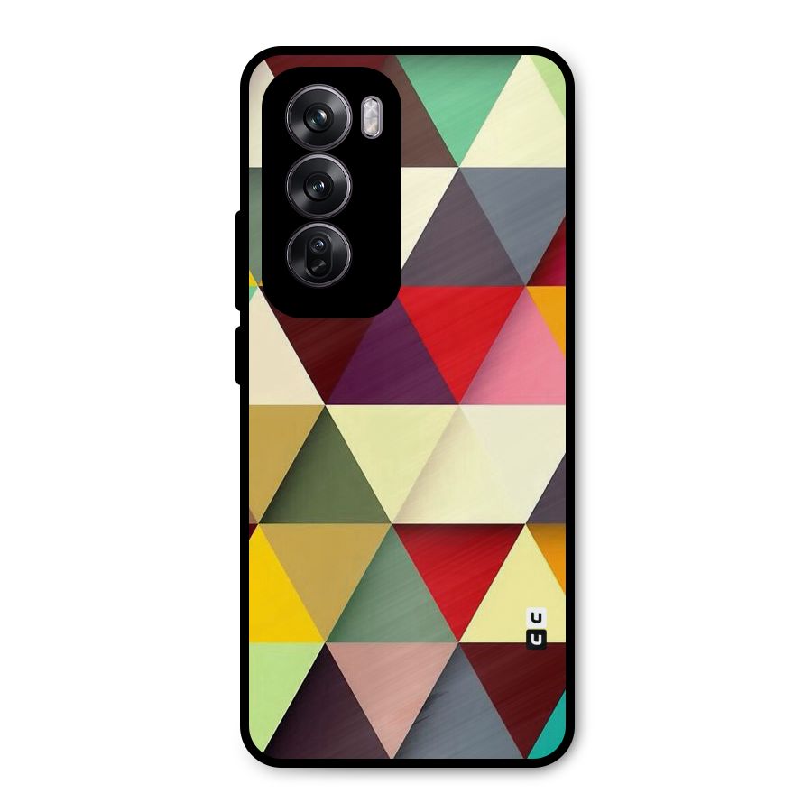 Colored Triangles Metal Back Case for Oppo Reno12 Pro