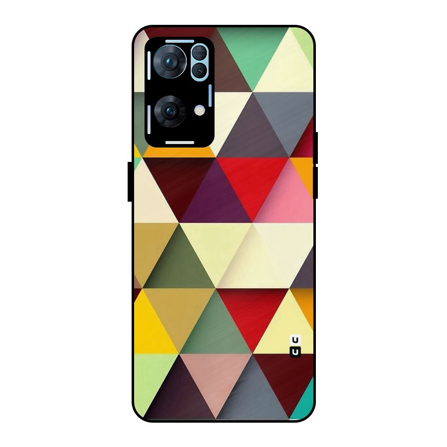 Colored Triangles Metal Back Case for Oppo Reno7 Pro 5G