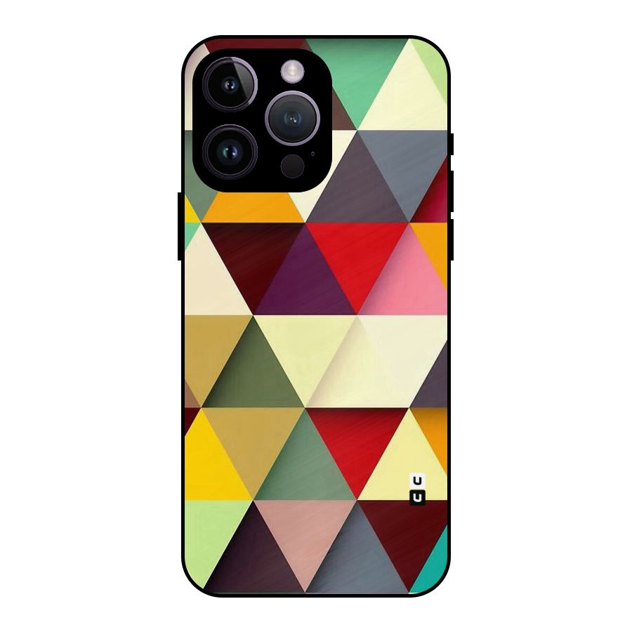 Colored Triangles Metal Back Case for iPhone 14 Pro Max