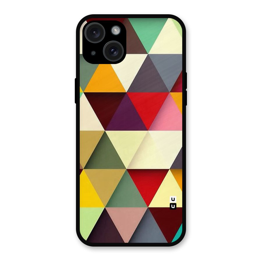 Colored Triangles Metal Back Case for iPhone 15 Plus