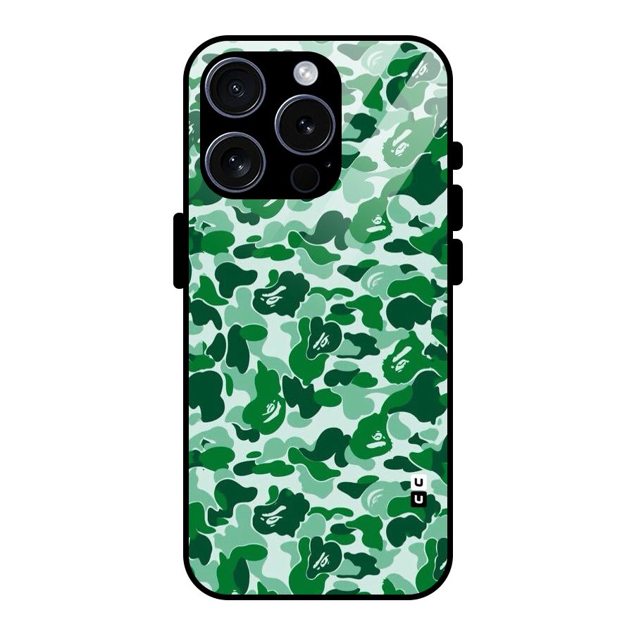 Colorful Camouflage Glass Back Case for iPhone 15 Pro