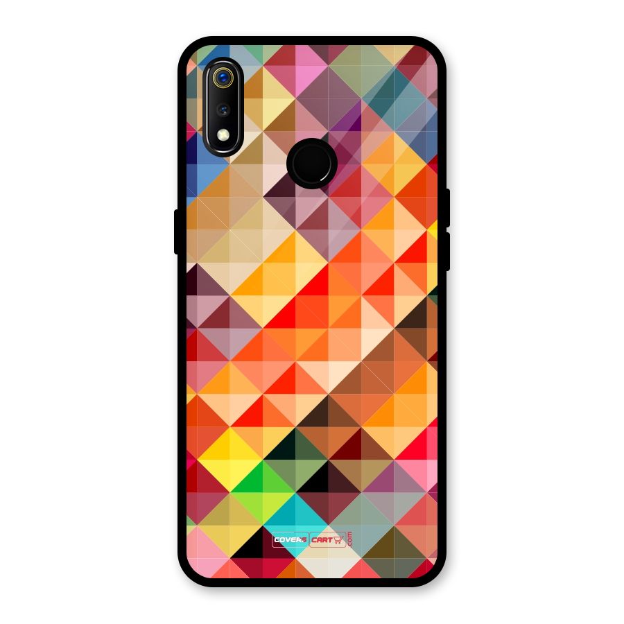 Colorful Cubes Glass Back Case for Realme 3