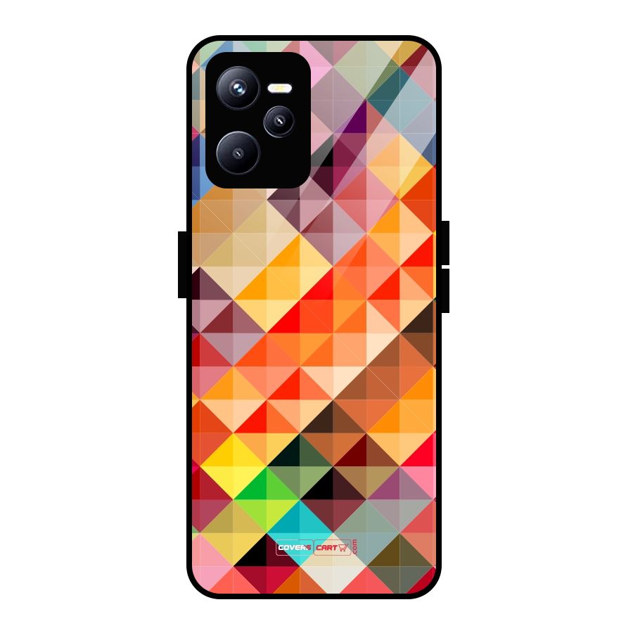 Colorful Cubes Glass Back Case for Realme C35